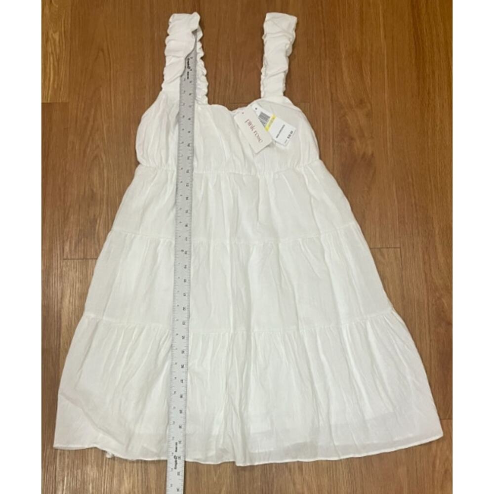 Pink Rose Juniors' BubbleStrap Tiered Mini Dress Ivory M - Picture 5 of 5